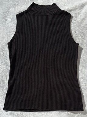 Croft & Barrow Black Ribbed Mock Turtle Collar Sleeveless Sweater Top